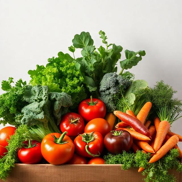 vegetable lovers box selection leafy greens tomatoes peppers carrots Kenya
